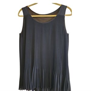 Skye's the Limit Navy Pleated Tank with Ruffled Hem